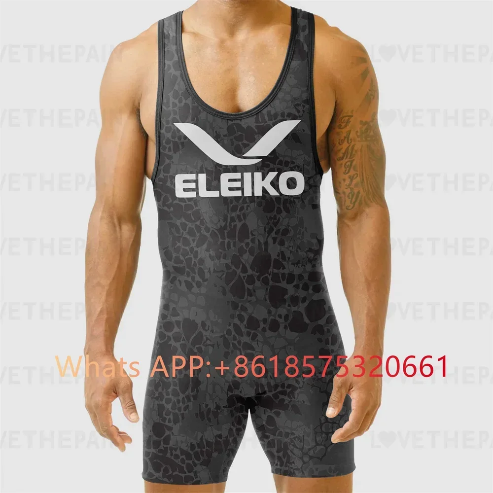 Running Gear Train - ELEIKO Seragam Singlet Gulat Pria Pakaian