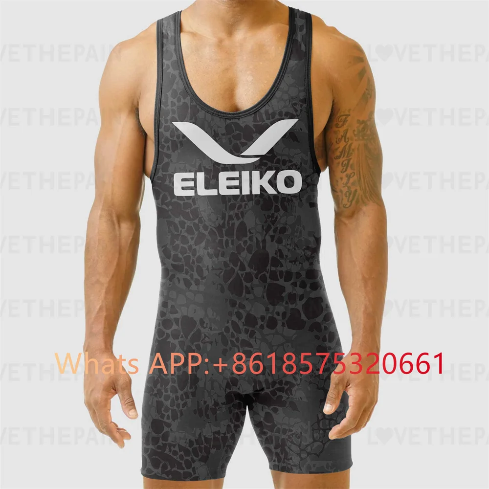 Running Gear Train - ELEIKO seragam Singlet gulat pria, pakaian