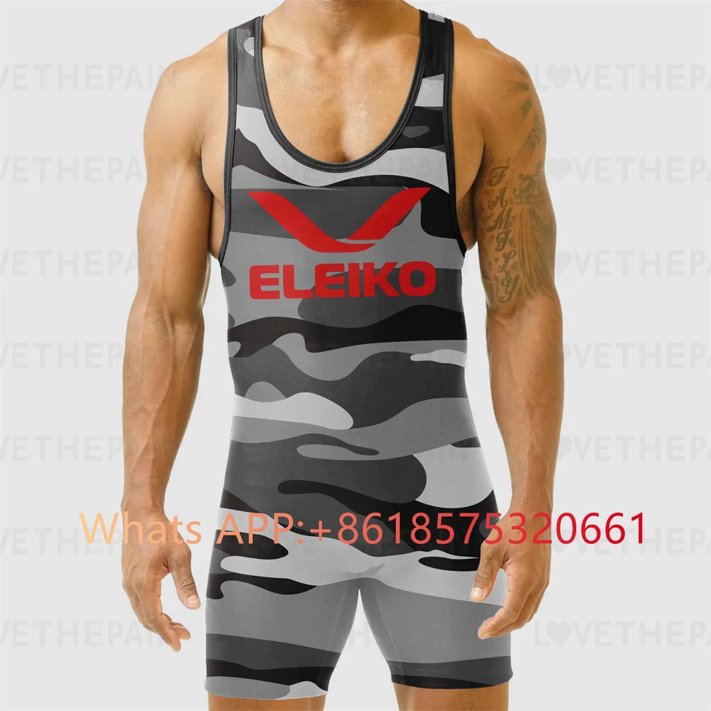Running Gear Train - ELEIKO Seragam Singlet Gulat Pria Pakaian